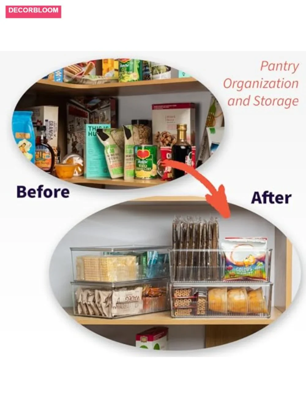 Pantry Organization Bins with Removable Dividers & Lids – 2 Pack Kitchen Storage